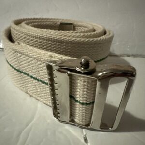 Posey 64"L Cotton Gait Transfer Belt 2" White w/ Green Stripe BS3
